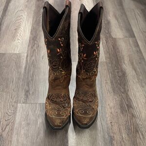 Laredo Brown and Orange Embroidered Women's Boots